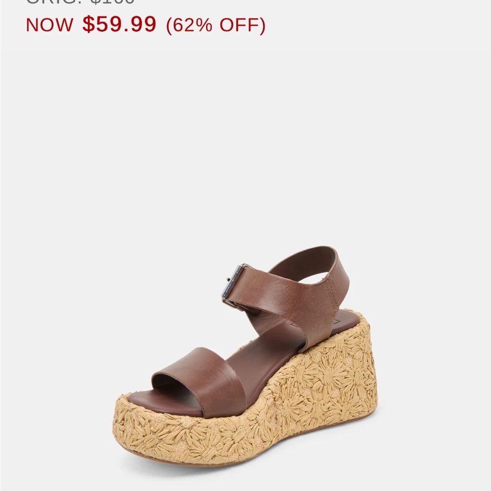 Dolce Vita Auri - Brown Platform Wedge Sandals with Braided Espadrille Sole NEW